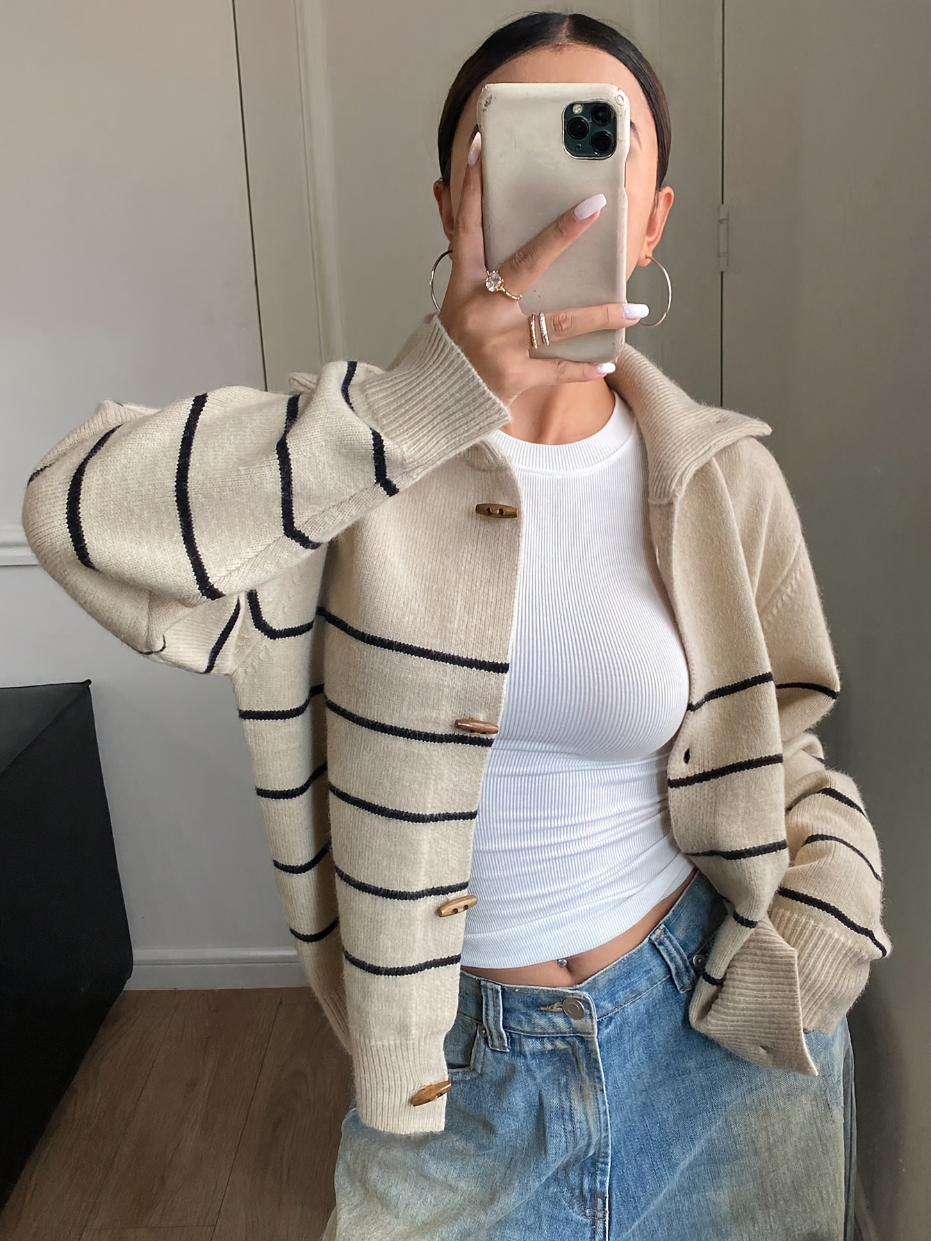 Musical Instrument Trumpet - Plus Size Women Striped Cardigan Horn