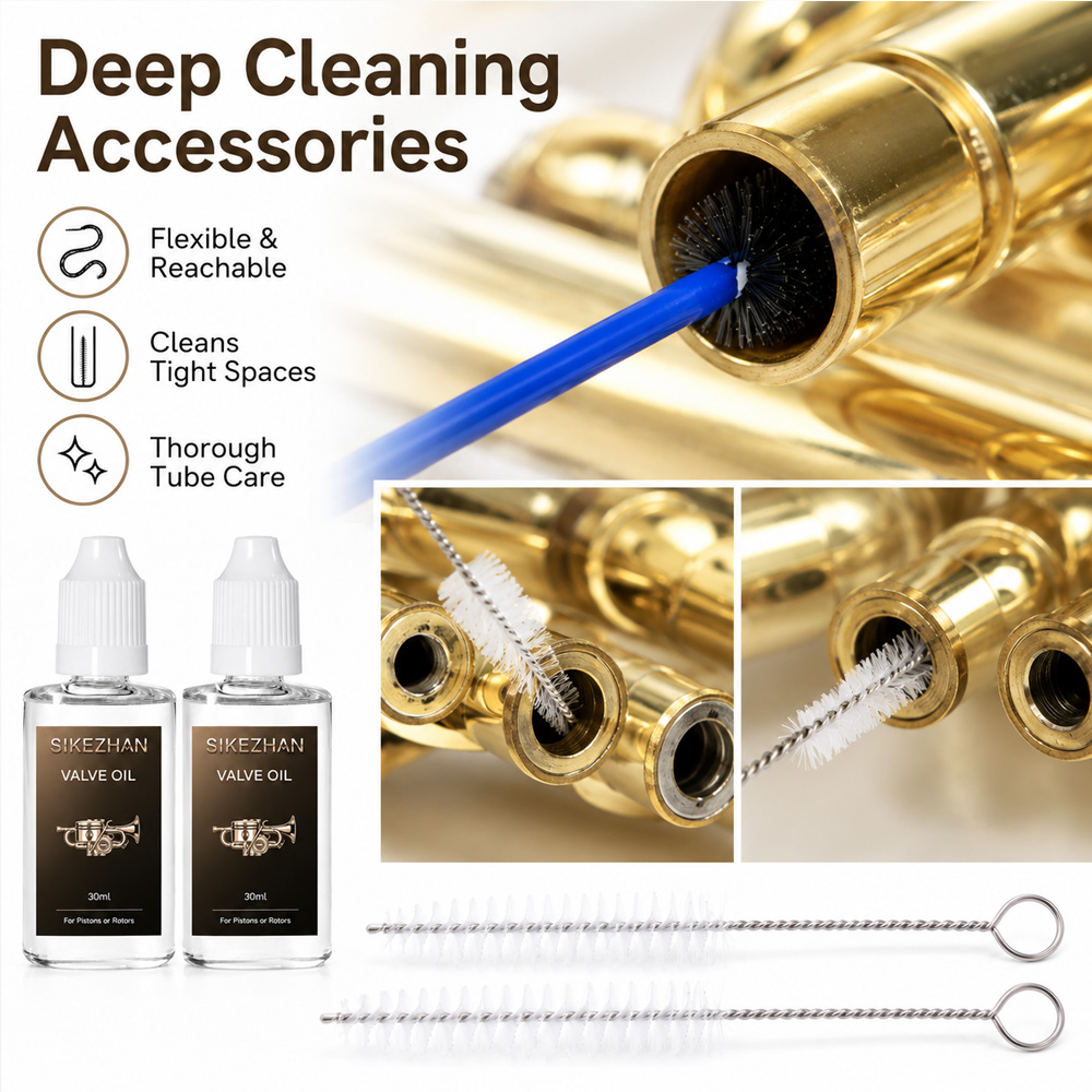 Trumpet Cleaning Kit 2Pcs Valv - مراجعة Musical Instrument Trumpet وسعره