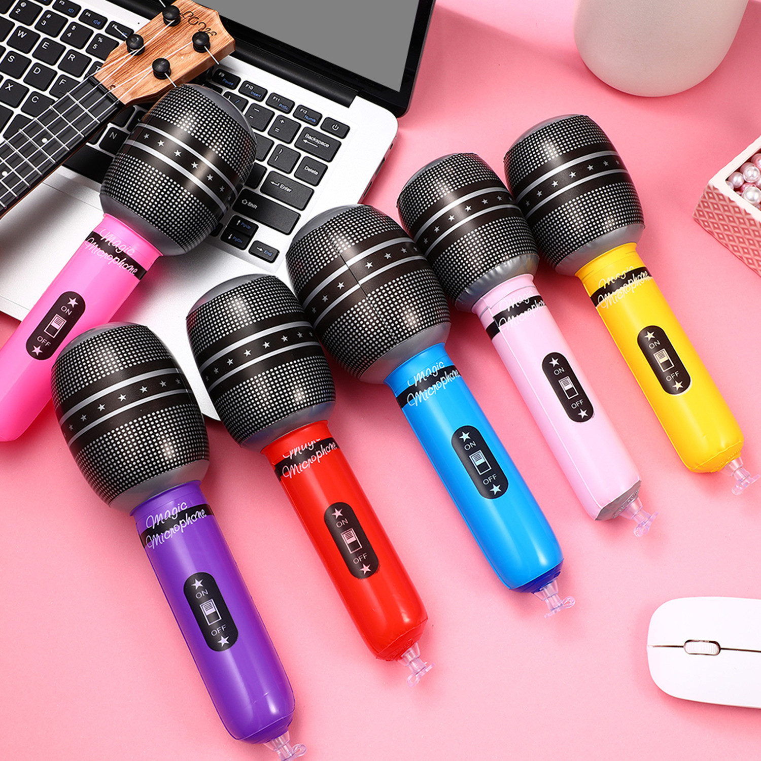 4pcs Inflatable Microphones Ra - مراجعة Musical Instrument That You Blow Into وسعره