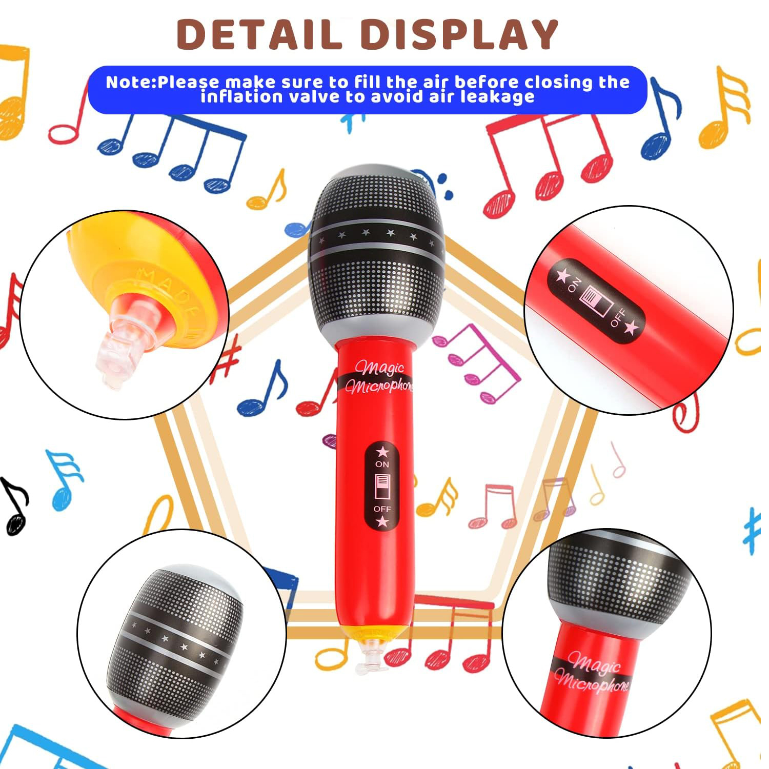 4pcs Inflatable Microphones Ra - مراجعة Musical Instrument That You Blow Into وسعره