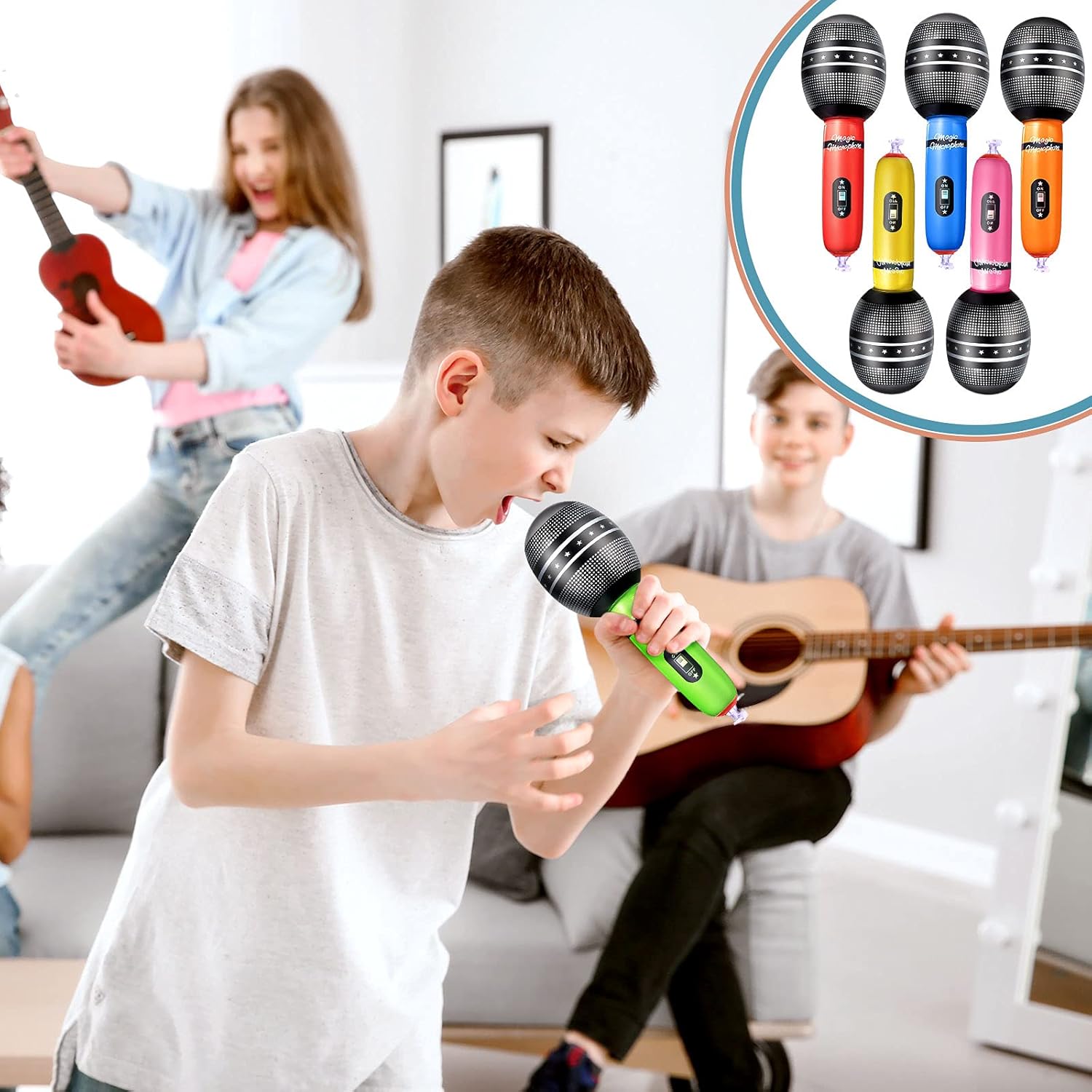 4pcs Inflatable Microphones Ra - مراجعة Musical Instrument That You Blow Into وسعره