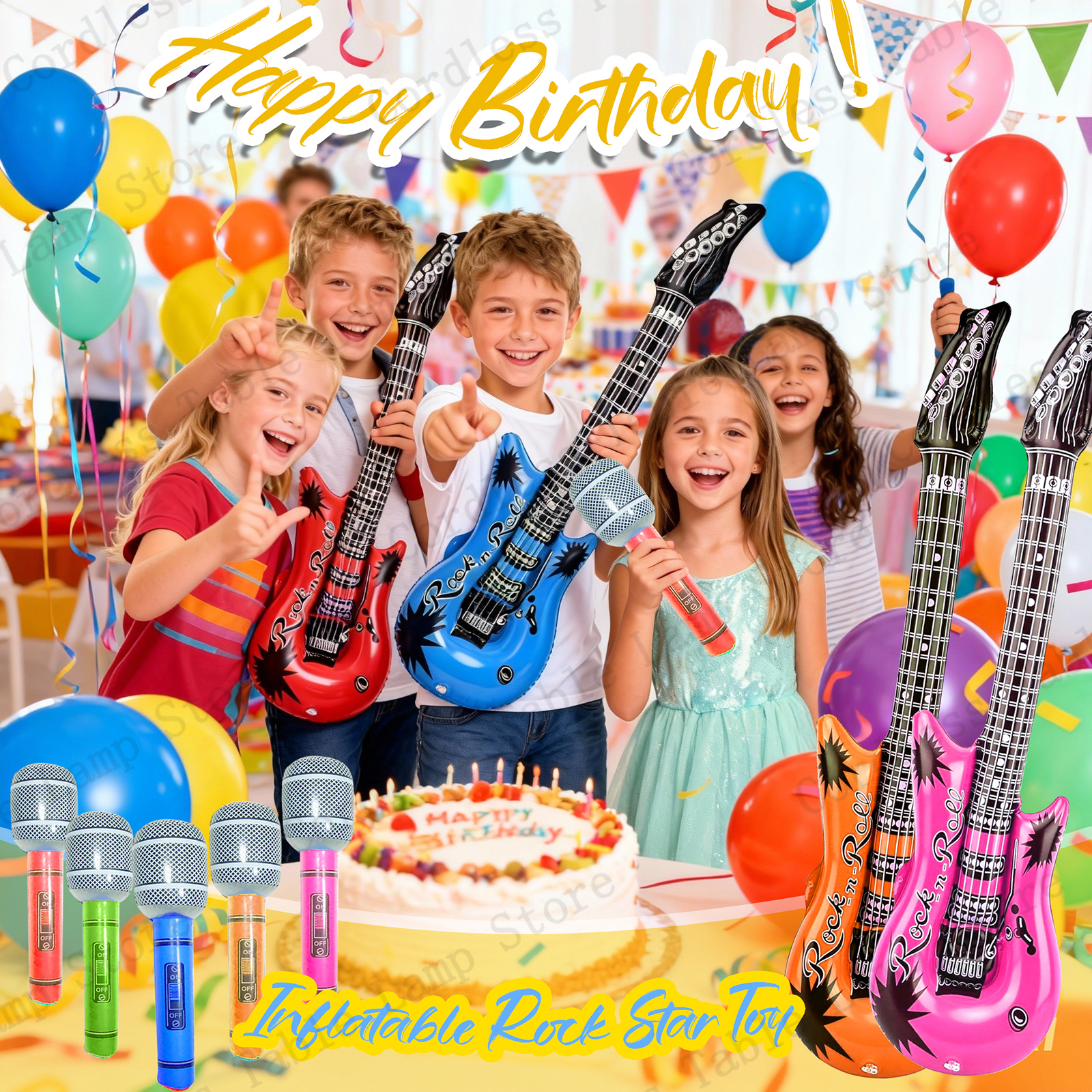 12-60Pcs Inflatable Rock Star  - مراجعة Musical Instrument That You Blow Into وسعره