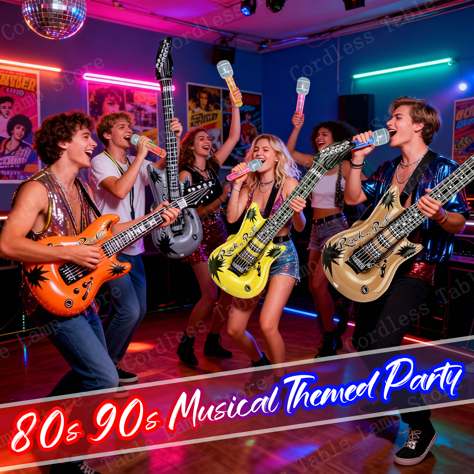 12-60Pcs Inflatable Rock Star  - مراجعة Musical Instrument That You Blow Into وسعره