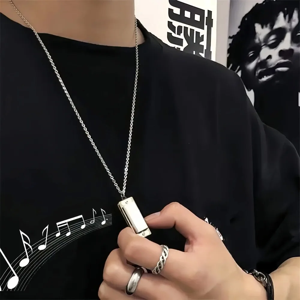 Mini Harmonica Necklace Men an - مراجعة Musical Instrument That You Blow Into وسعره